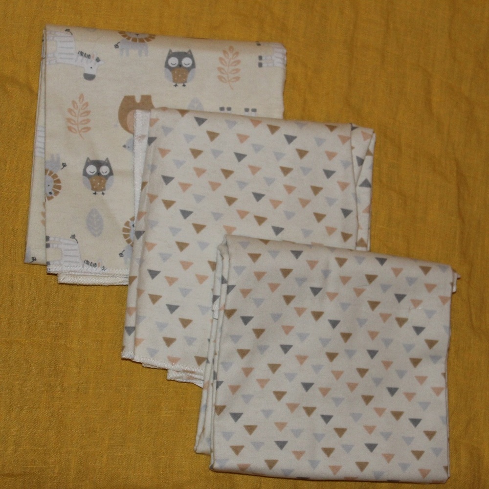Just Born brand set of 3 cotton baby blankets NWOT